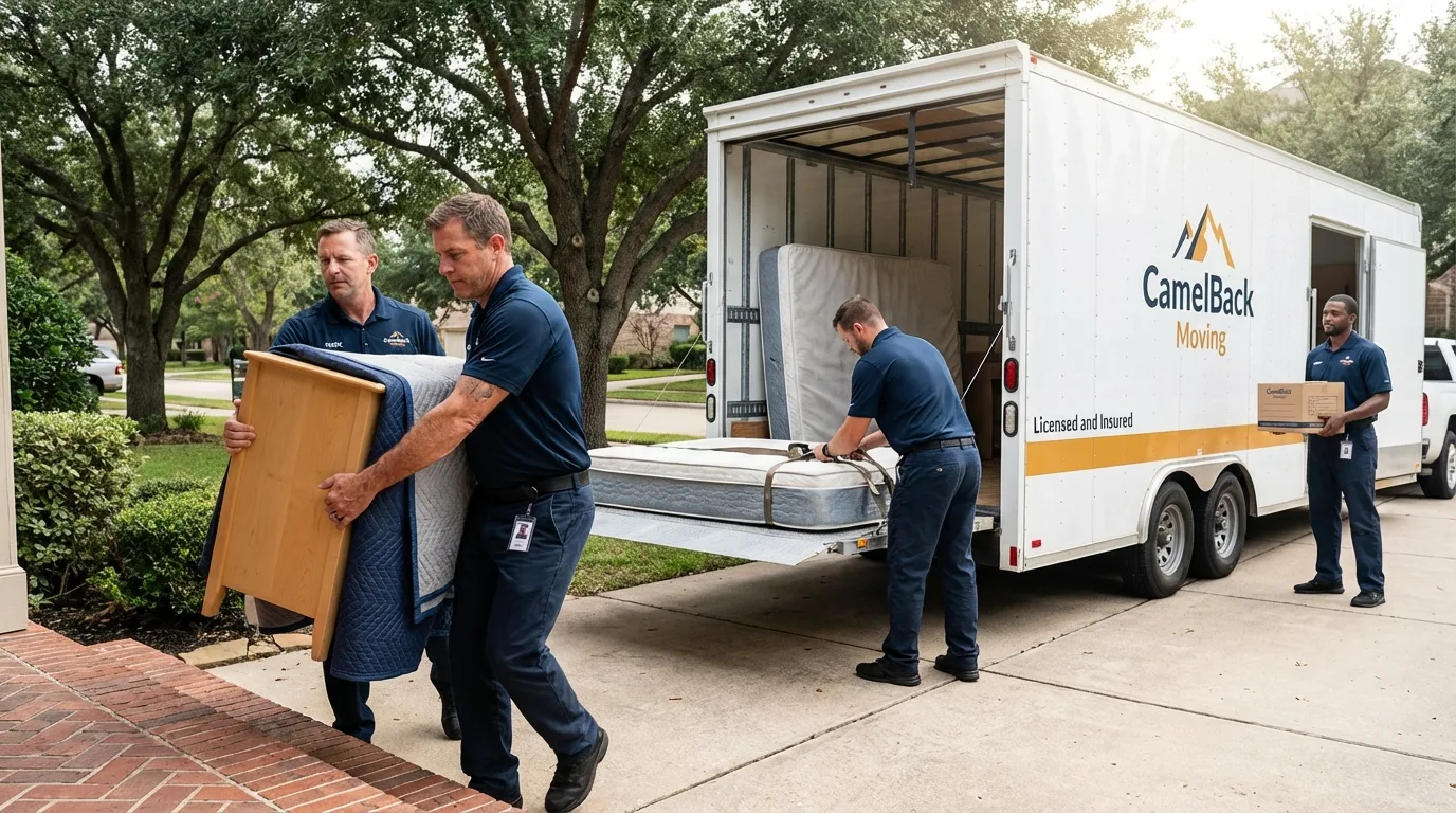 Crew loading residential truck for cross-state move from Philipsburg, PA