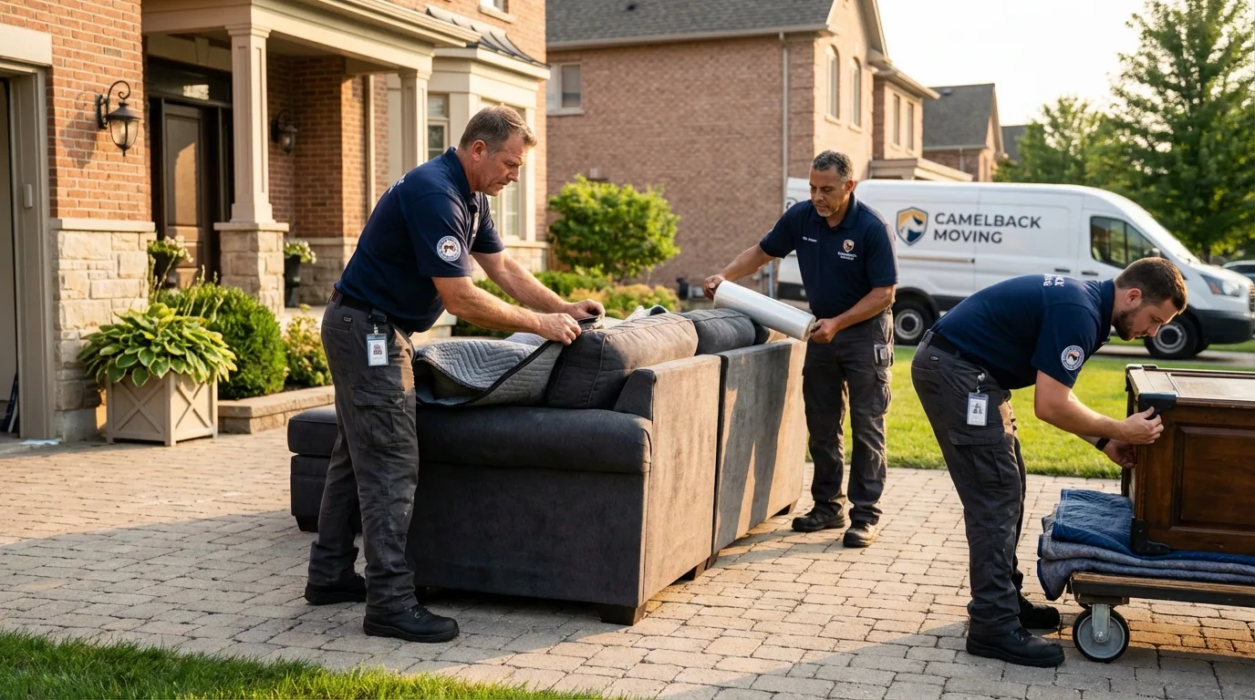 Large estate moving crew wrapping furniture in Philipsburg, PA
